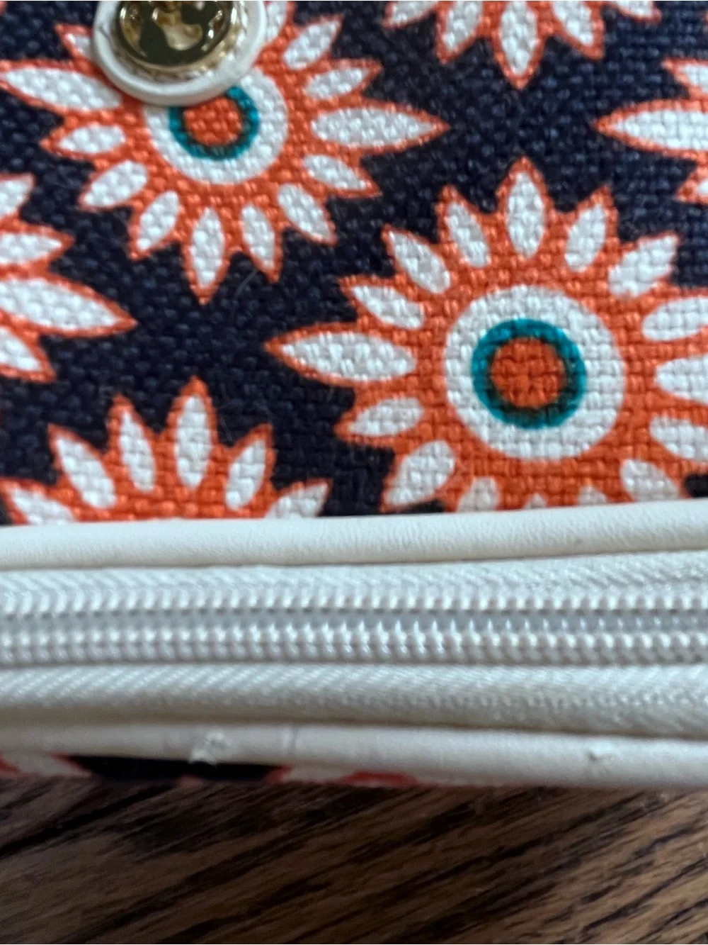 Spartina 449 Floral Navy and Teal Top-Handle Cosmetic Bag